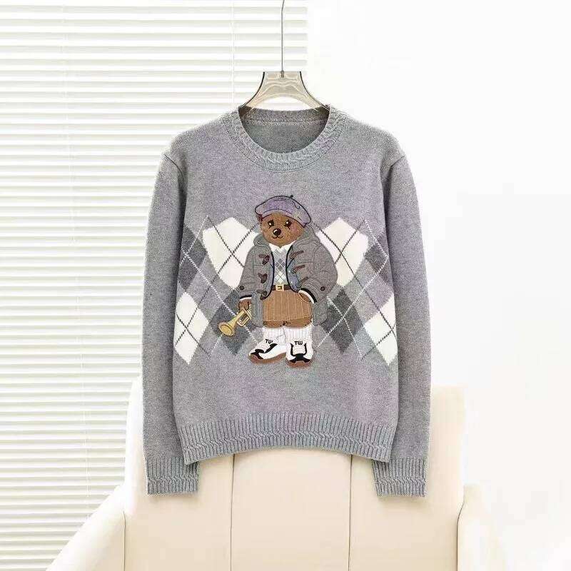 2025 New Autumn Argyle Embroidered Knitted Sweater Women's vintage Round Neck Long Sleeve Pullovers Knitwear Tops Ladies Jumpers Z260313