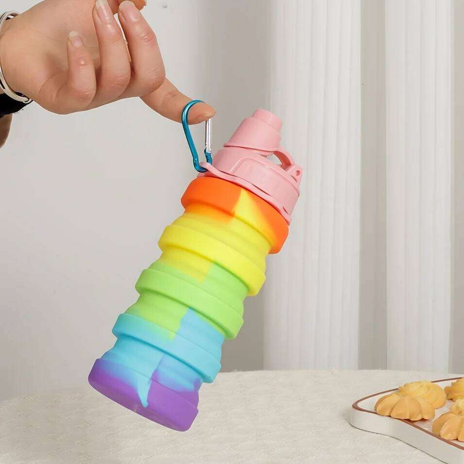 Silicone Foldable 420/500ml for Sports Leakproof with Carabiner Collapsible Cycling Water Bottle Z260313