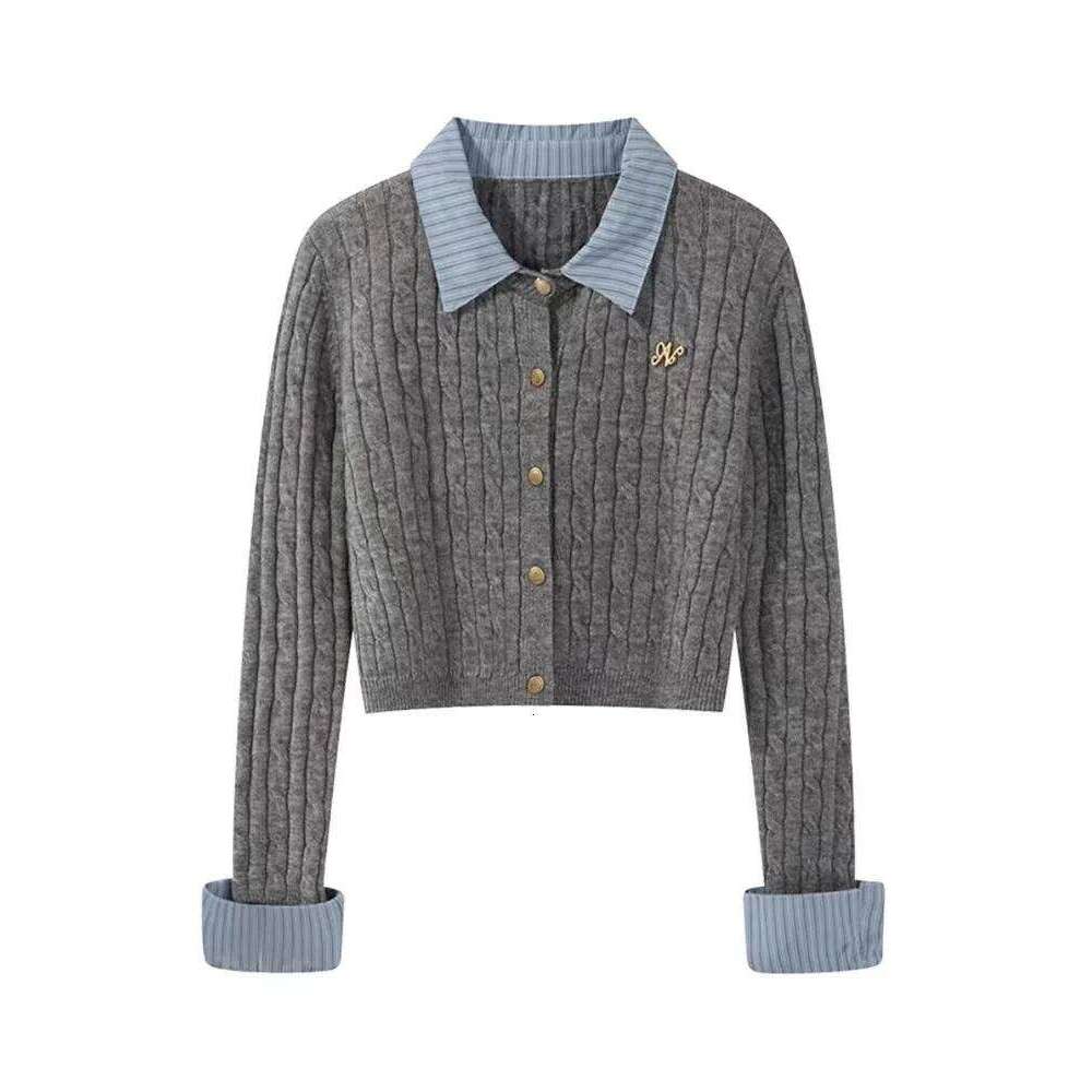 Women's Grey Cardigan Knitted SweaterHarajuku 9Os Y2k Long Sleeve Sweater Jumper Vintage 2000s Aesthetic Clothes 2024 Z260313