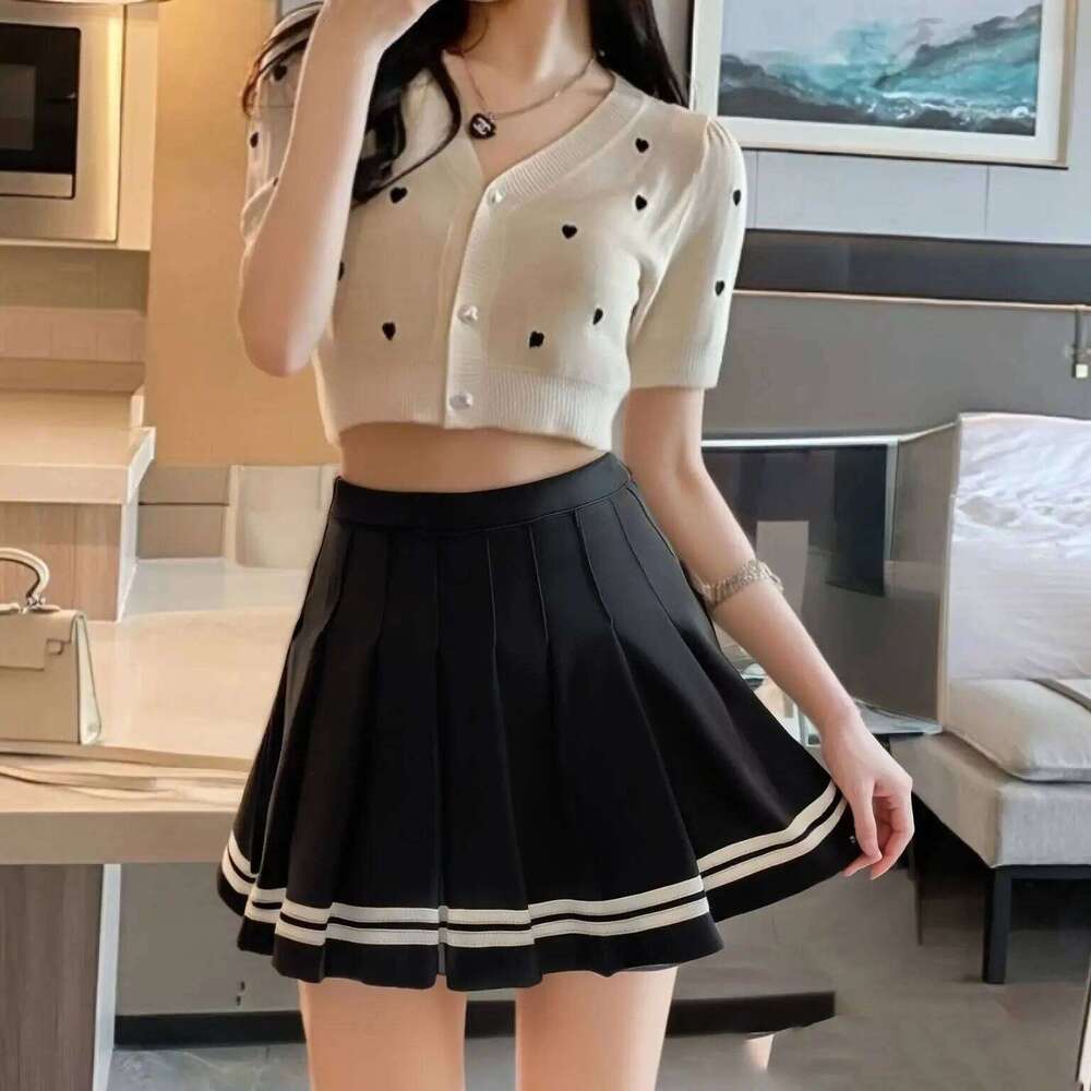 Fashion Preppy Style Pleated Skirts Women 2025 Spring Summer New A Line Short Dress Sweet Girl High Waist Petchwork Skirt Street Z260314