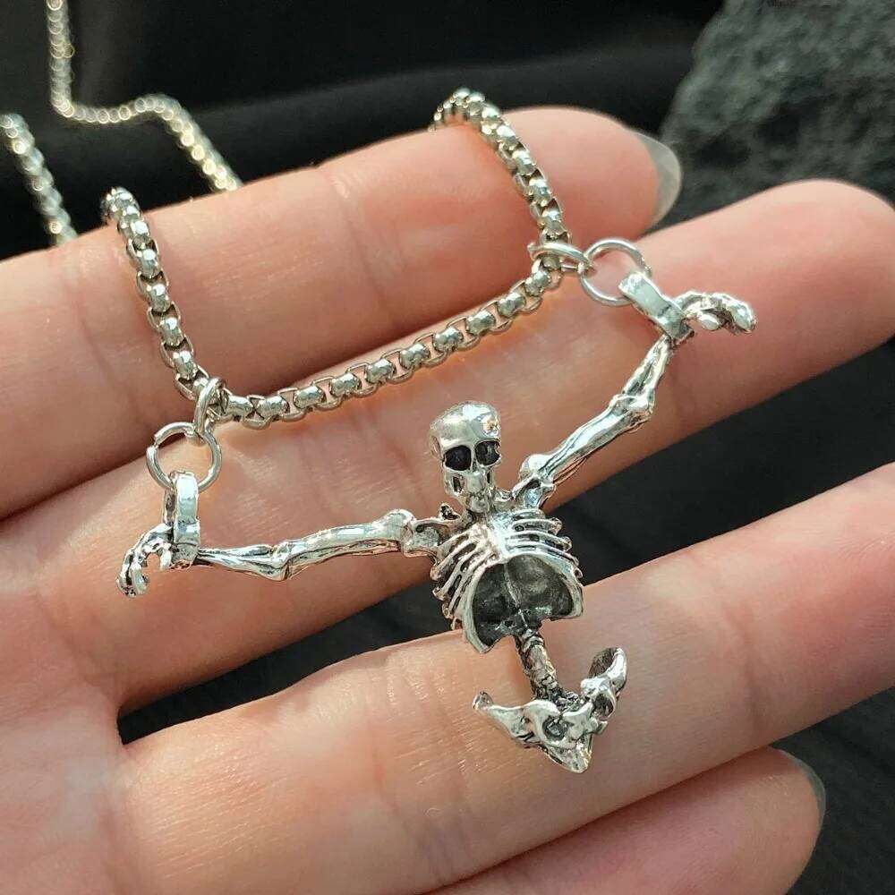 Punk Style Punished Man Skull Pendant Men Vintage Creative Hip Hop Personalized Necklace H260312