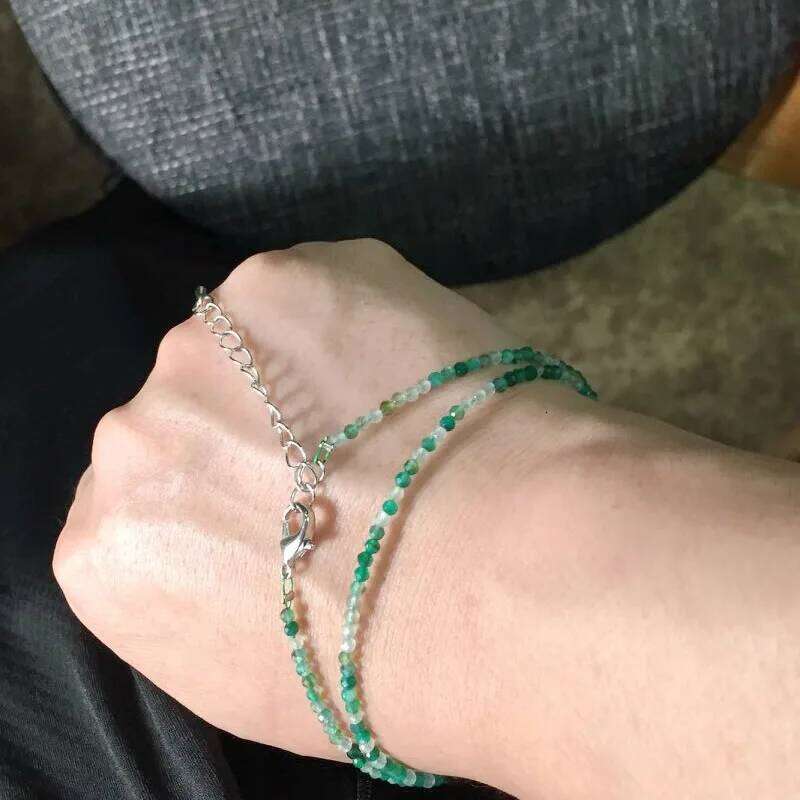 Cute and Simple lapis lazuli crystal Quartz 2mm Mini Beads Pendant Handmade Nepal Jewelry Girls Choker Necklace H260312