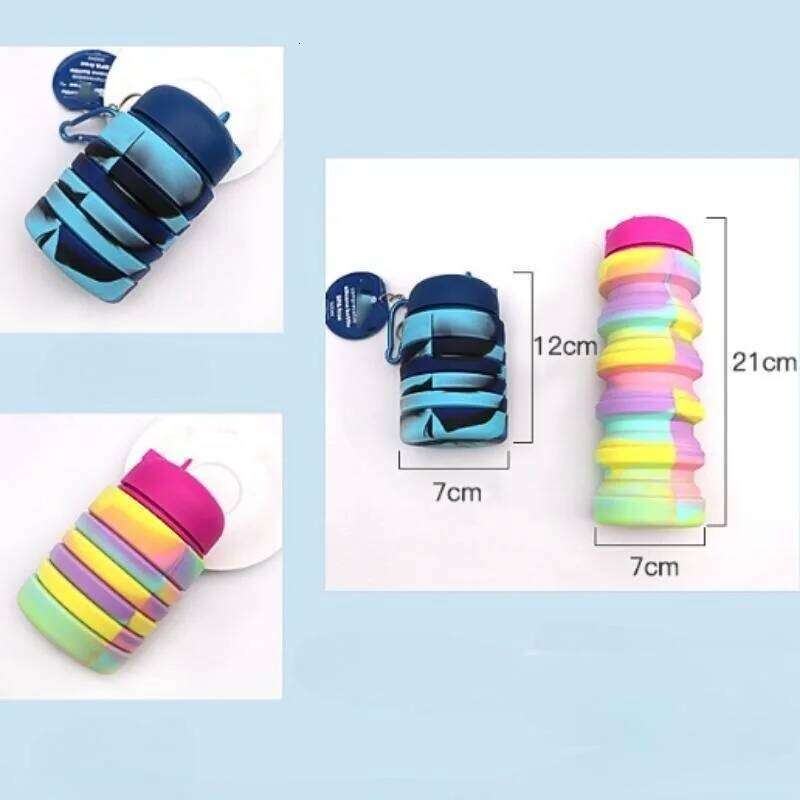 Silicone Collapsible Water Bottles,Portable Foldable Expandable Sports Cups, Leak Proof Reusable ,for Outdoor Activities Travel Z260314