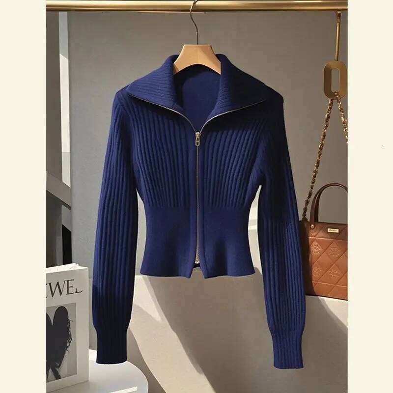 Women's Knit Cardigan New Autumn Winter Fashion Elegant Unique Chic Small Design Open Front Fall Tops Z260313