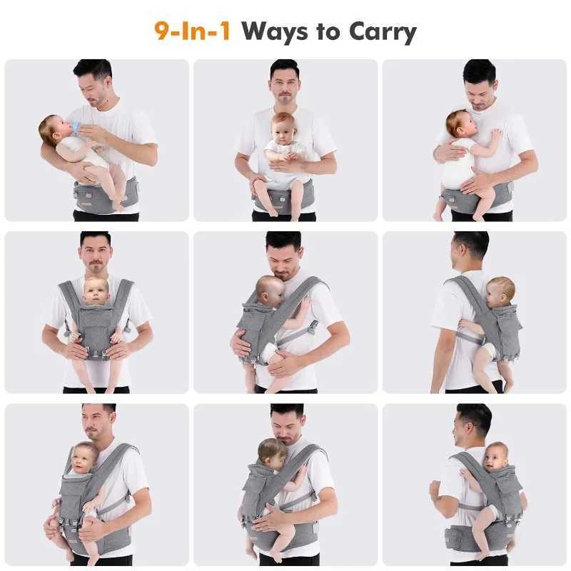 Baby Carrier Newborn to Toddler Convertible Carrier Ergonomic Infant Carriers Adjustable Strap Perfect Travel 3-36 Months Grey X260313