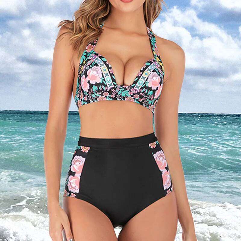 Plus Size Bikinis 2025 Push Up Swimsuit Women Halter Swimwear Female High Waist Bathing Swimming Suit Bathers Mayo Biquine XXL Y260303