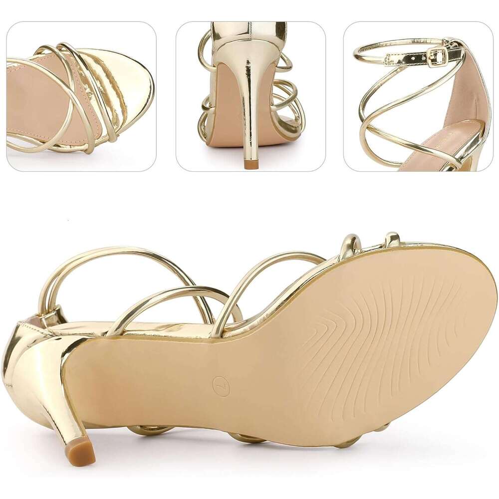 Crisscross Strappy Open Toe Stiletto Heel Sandals For Women MOJIDASHU