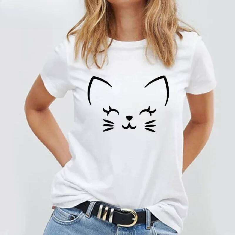 Pure Cotton Minimalist Design Top Panda Print Casual Summer White Kawaii Women's T-shirt Z260314