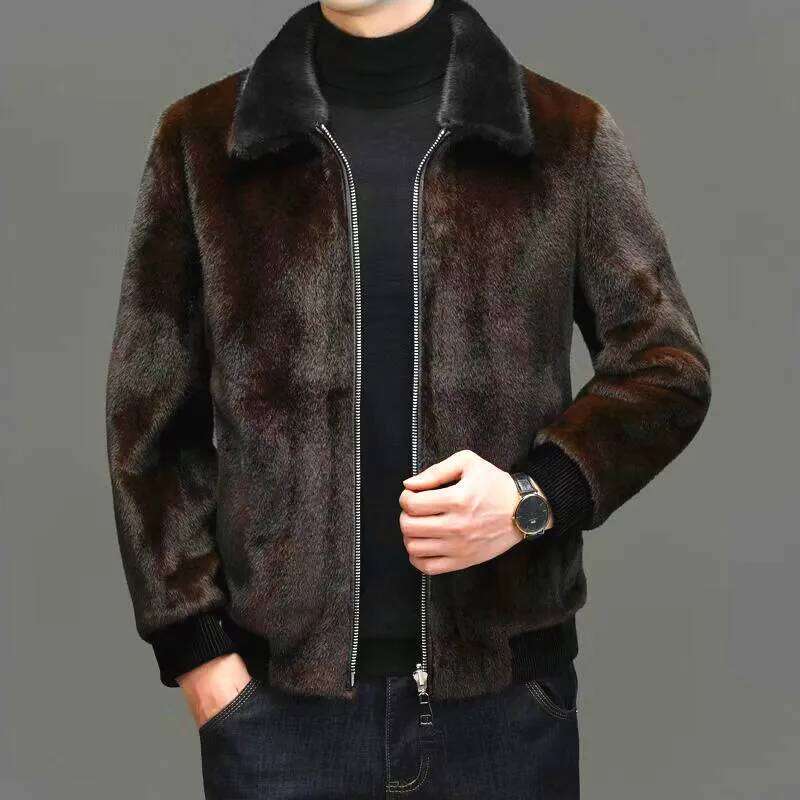 Winter New Fashion Men's Turn-down Collar Long Sleeve Zipper Faux Fur Jackets American Male Thicken Casual Trendy Daily Coats Z260313