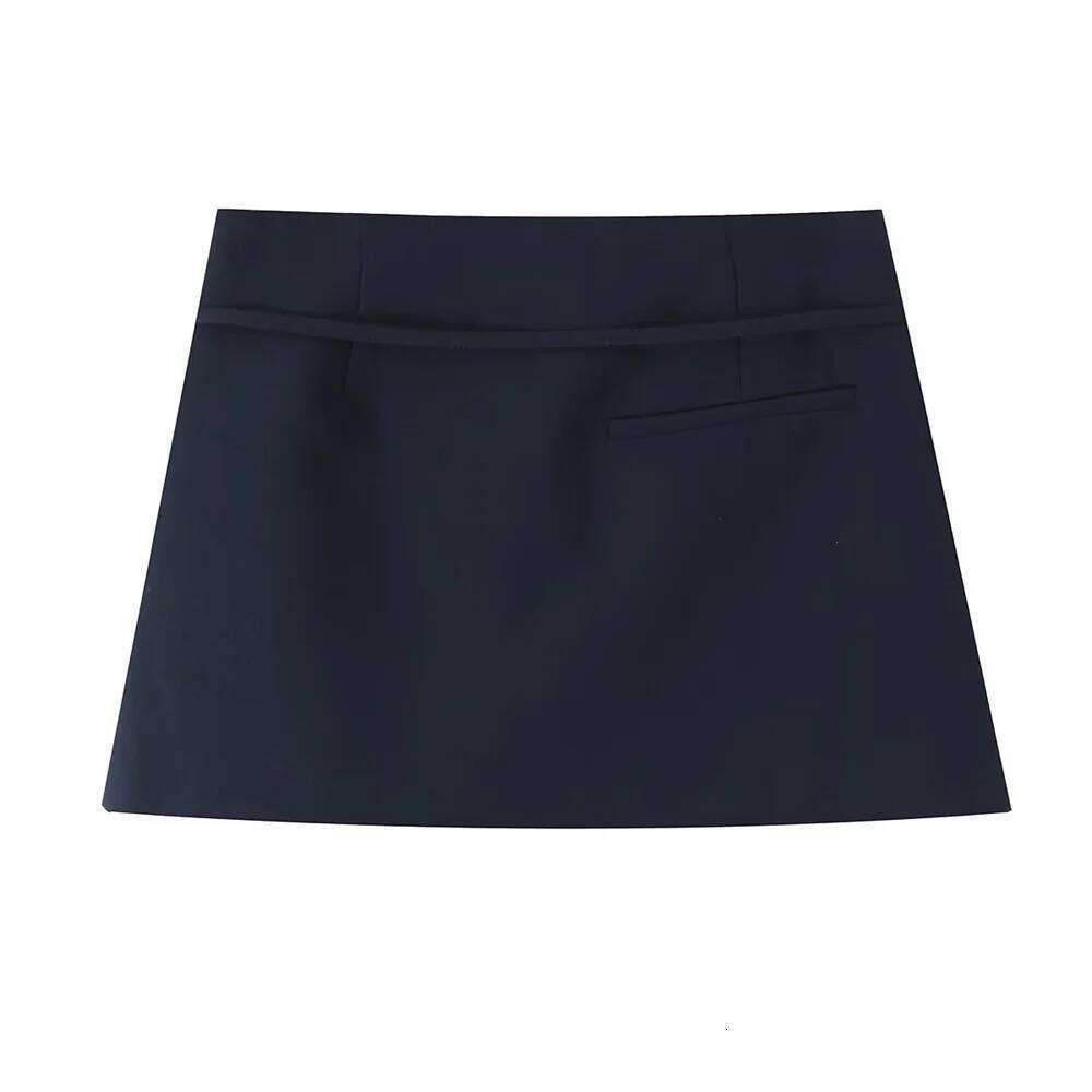 European and American style autumn new product women's versatile solid color zipper belt decoration mid waist skirt pants Z260314