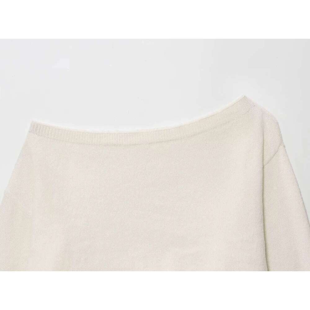 Zevity New 2025 Women Euro Fashion Off Shoulder Solid Casual Knitting Sweater Female Chic Long Sleeve Pullovers Coat Tops SW9422 Z260314