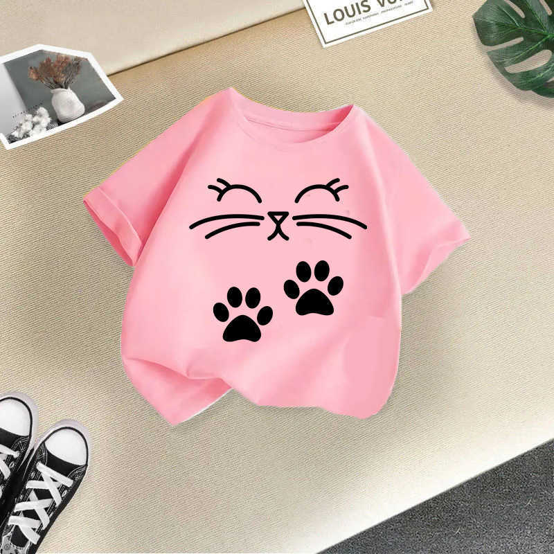 Women's T-Shirt Girls' T-shirt, children's printed cute loose short-sleeve summer round-neck versatile top, children's clothing