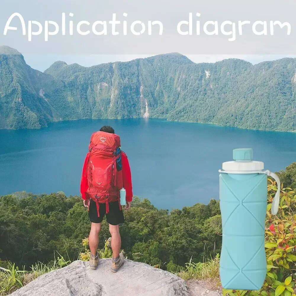 Silicone Folding Water Sport Camping Reusable Adult Portable Hiking Motivational Drinking Bottle Cycling Kettle 600ML Z260313
