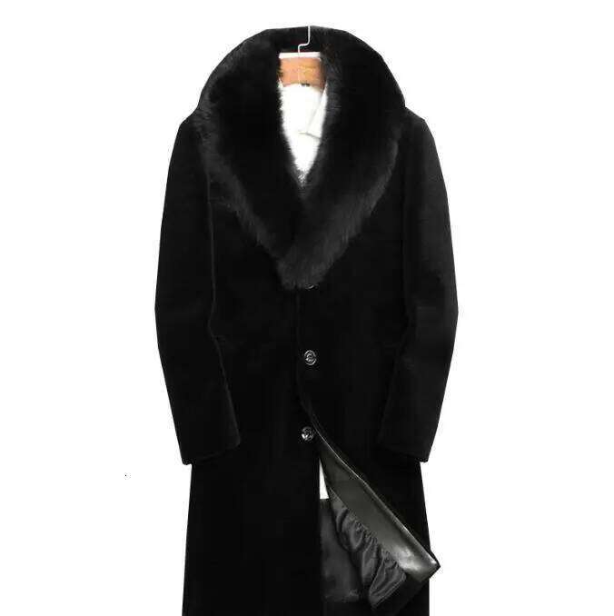 5XL Classic Warm Faux Fur Coat Fashion Autumn Men's black Streetwear Single Breasted Outdoor Thicken Windbreakers Z260313