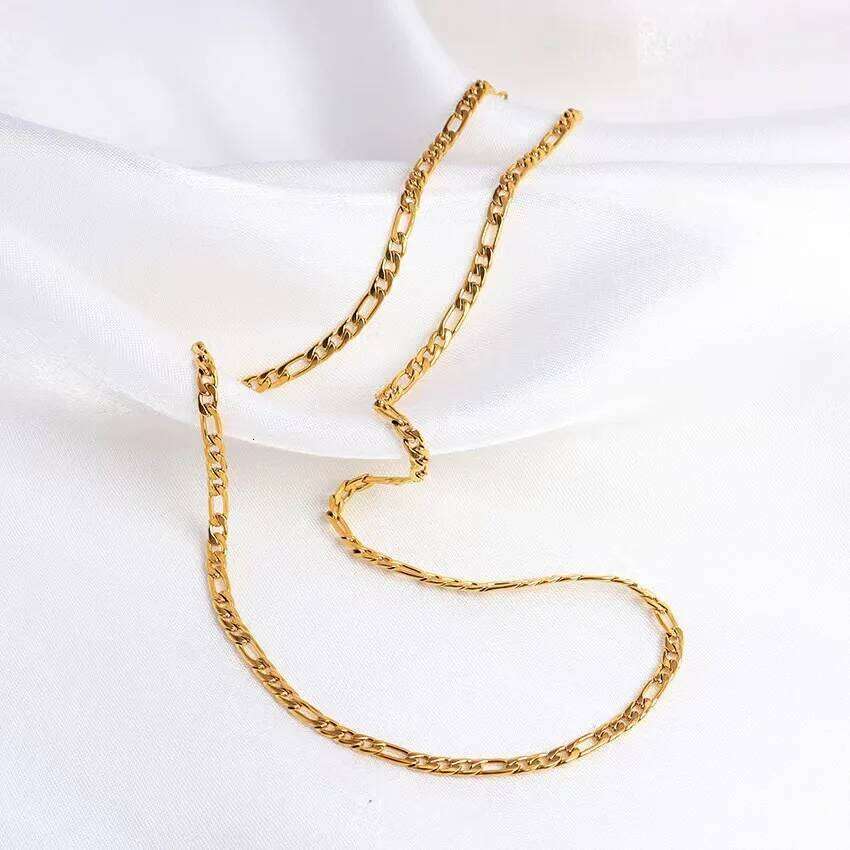 20-60CM 18K gold Plated color 4MM Necklaces sideways chain for Men woman Boy lady fine Jewelrys Wedding party H260312