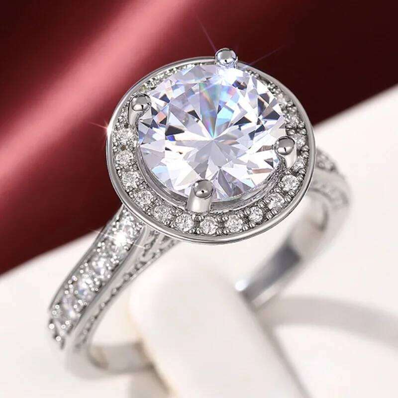 Huitan 4 Claw Setting Round Cubic Zirconia Wedding Rings for Women Temperament Elegant Lady Accessories Engagement Band Jewelry H260312