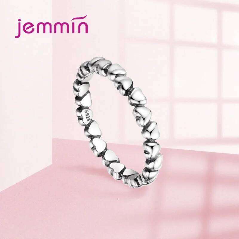Solid Sterling Silver Heart Finger Romantic Wedding Engagement Ring For Women Original Jewelry Gift H260312