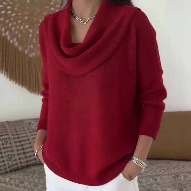 Pullovers Women Sweaters Knitted Solid Full Sleeve Jumpers Y2k Streetwear Elegant Splice Knit Work Casual Autumn Winter 2025 Z260313