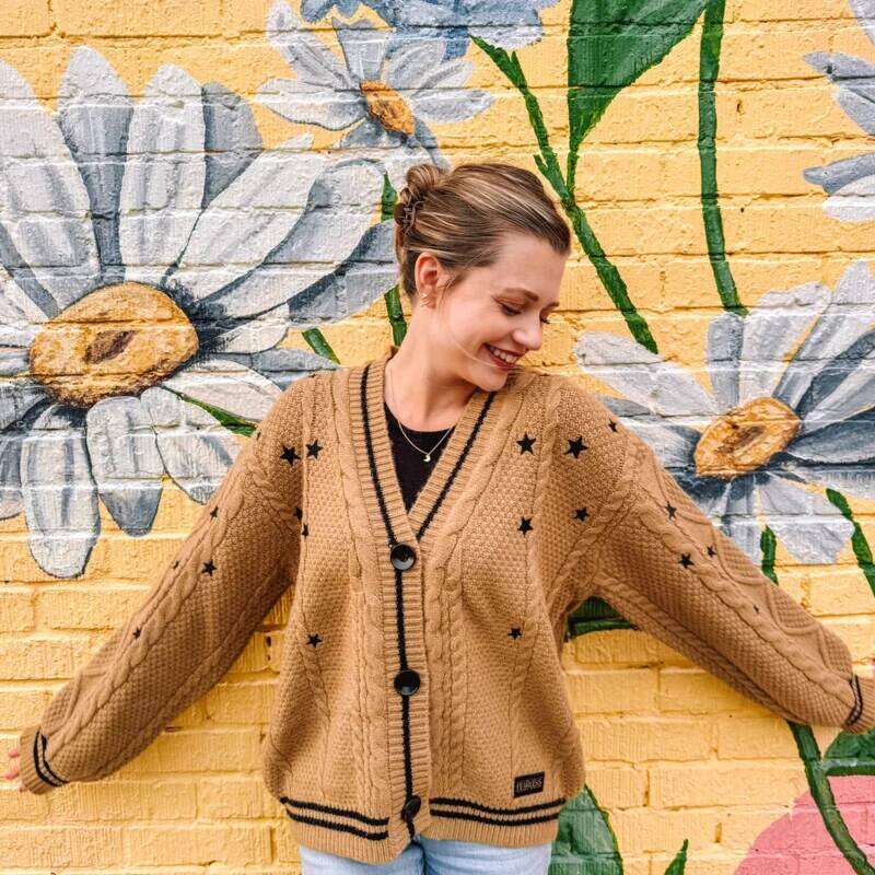 Unisex T.S Fearless Cardigan Knitted Brown Valentine Gift Versatile Z260313