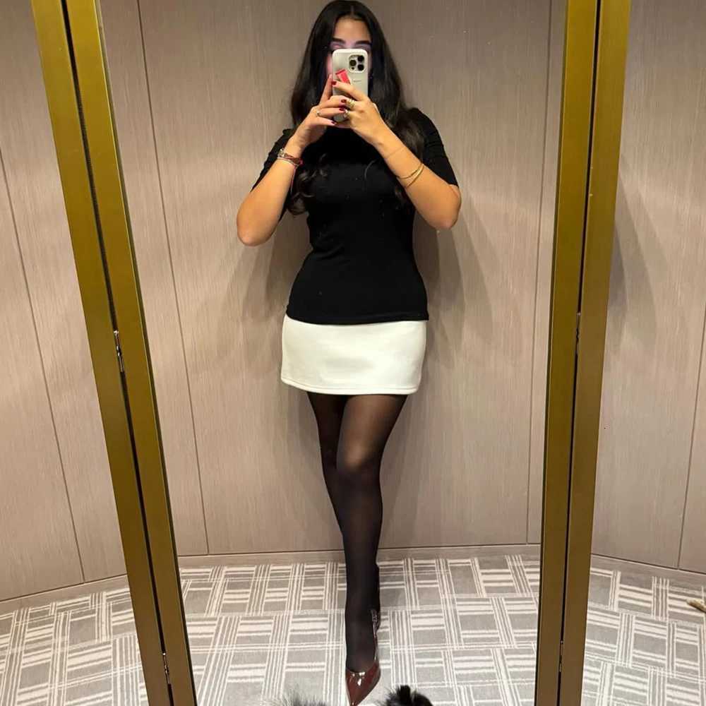 Talenza Elegant Contrast Color Mini Dress Womens Sexy High Neck Short Sleeve Hip Patchwork Dress Party Club Y2k Slim Mini DressT260314