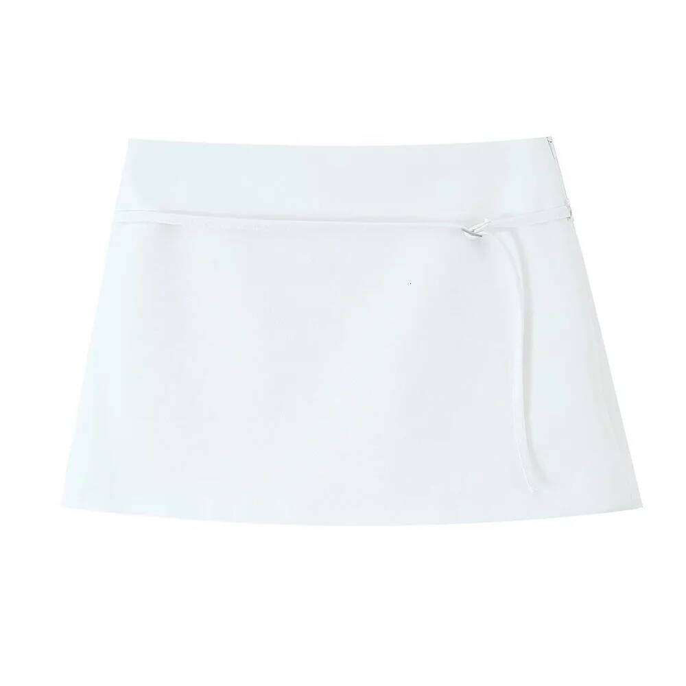 European and American style autumn new product women's versatile solid color zipper belt decoration mid waist skirt pants Z260314