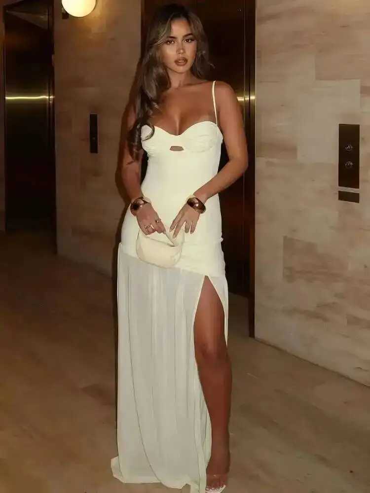 Avrilyaan Mesh Splicing Hollow Spaghetti Strap Backless Party Sexy Dresses Elegant Long Dress Women 2025 Summer Dress VestidosT260316