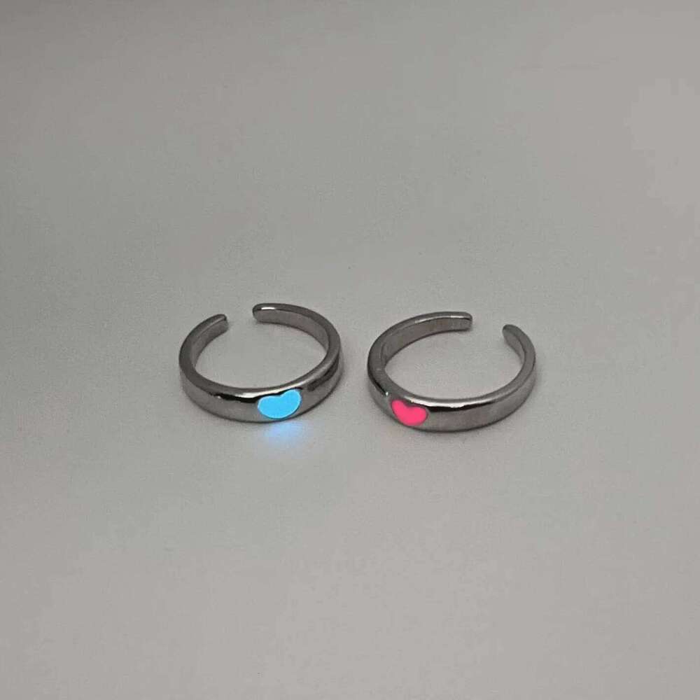 Blue Pink Luminous For Couple Creative Heart Index Finger Ring Glowing In The Dark Rings Jewelry Valentine's Day Gift H260312