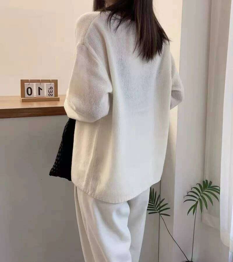 Korean Lazy Wind Word Collar Cashmere Sweater for Women Loose plus Size Autumn Winter Street Style Bottoming Z260313