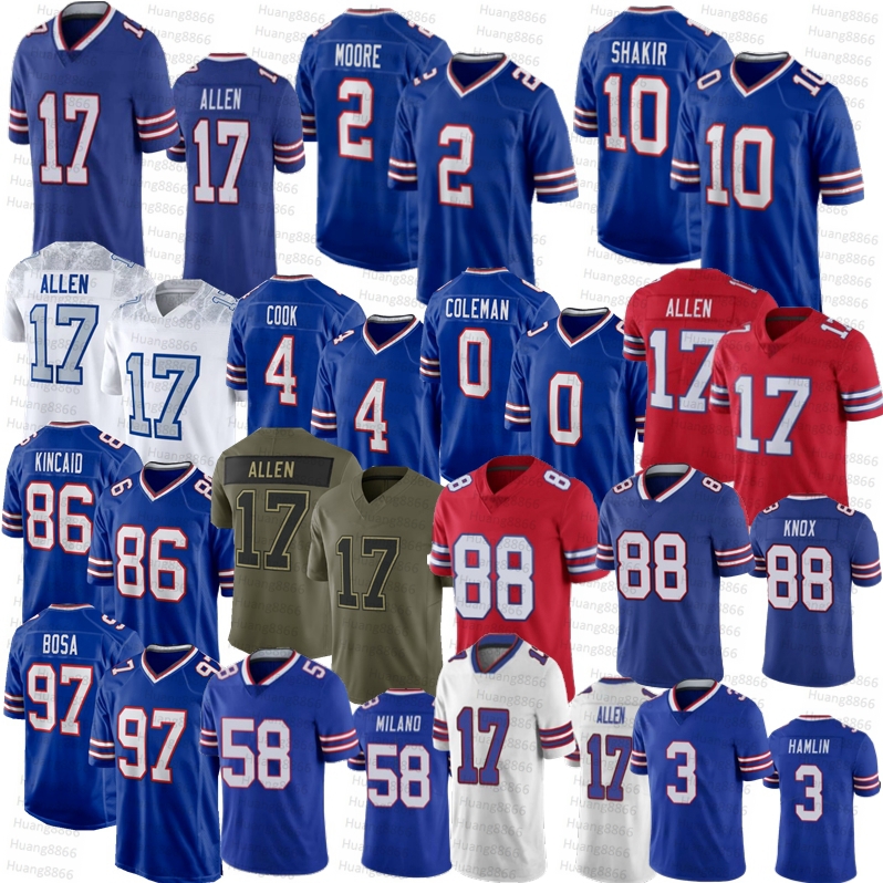 2026 New Josh Allen Keon Coleman DJ Moore Football Jersey Hairston Dalton Kincaid Andreessen Milano Cook Dawson Knox Hamlin Khalil Shakir Dawkins Bradley Chubb