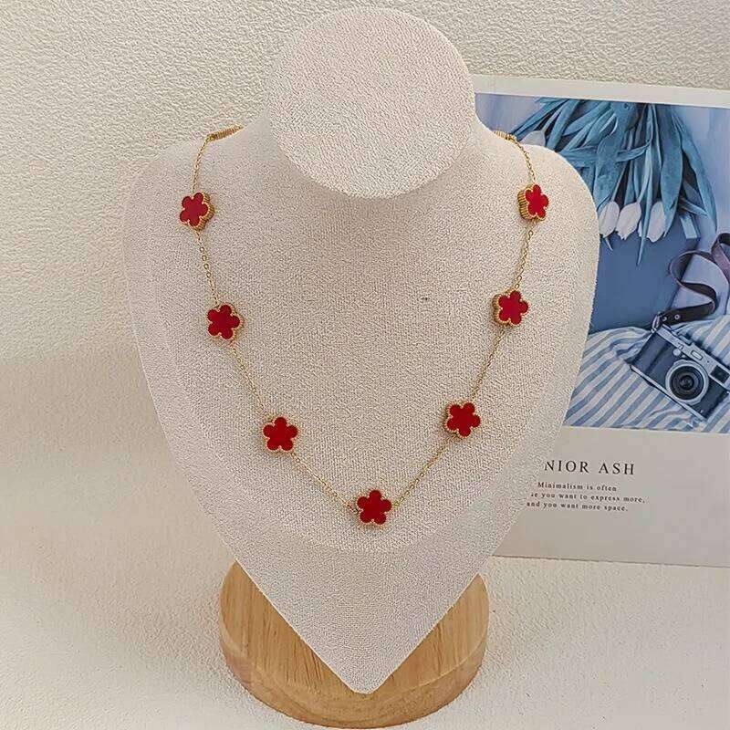 10 Flower Stainless Steel Five Cr Waterproof Necklace for Woman Daily Party Aesthetic Choker Neck Chain Jewelry H260312