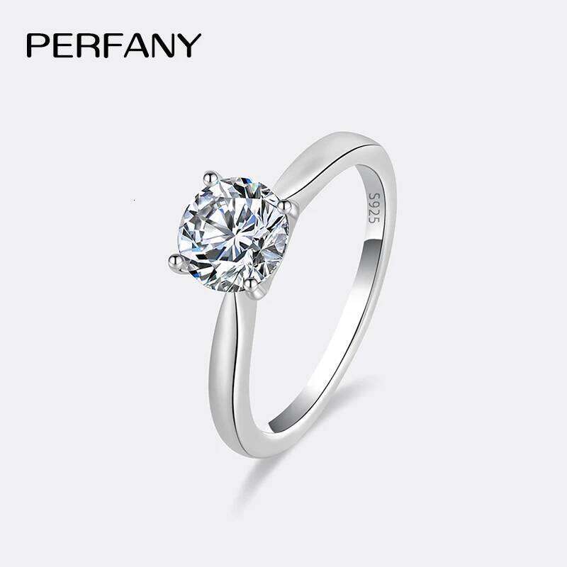 PERFANY 0.5/1/2CT Moissanite Women's Engagement Ring S925 Pure Silver Classic Four Claw GRA Certified Diamond Wedding Jewelry H260312