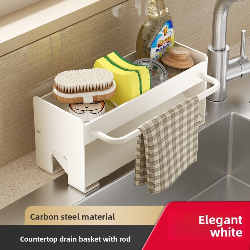 Cloth Draining Rack Floor Stand Countertop Faucet Sink Sponge Steel Wool Ball Supplies Storage Kitchen Organizer