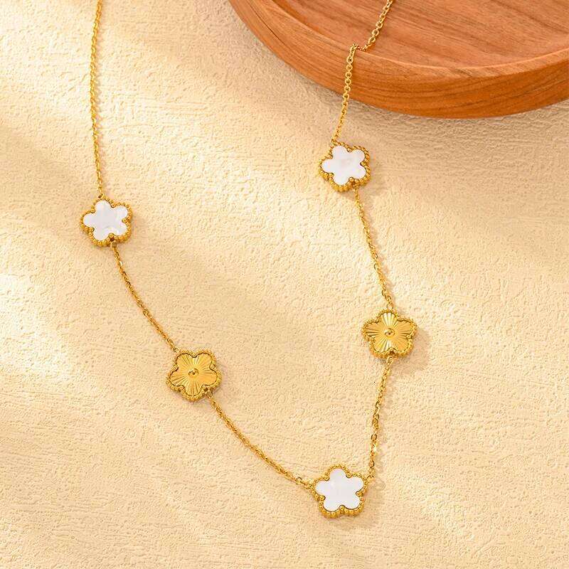 Elegant Pendant Necklace for Girls Stainless Steel Necklaces Woman Trend 2024 Double Sided Flower Cr Fashion Jewelry Gifts H260312