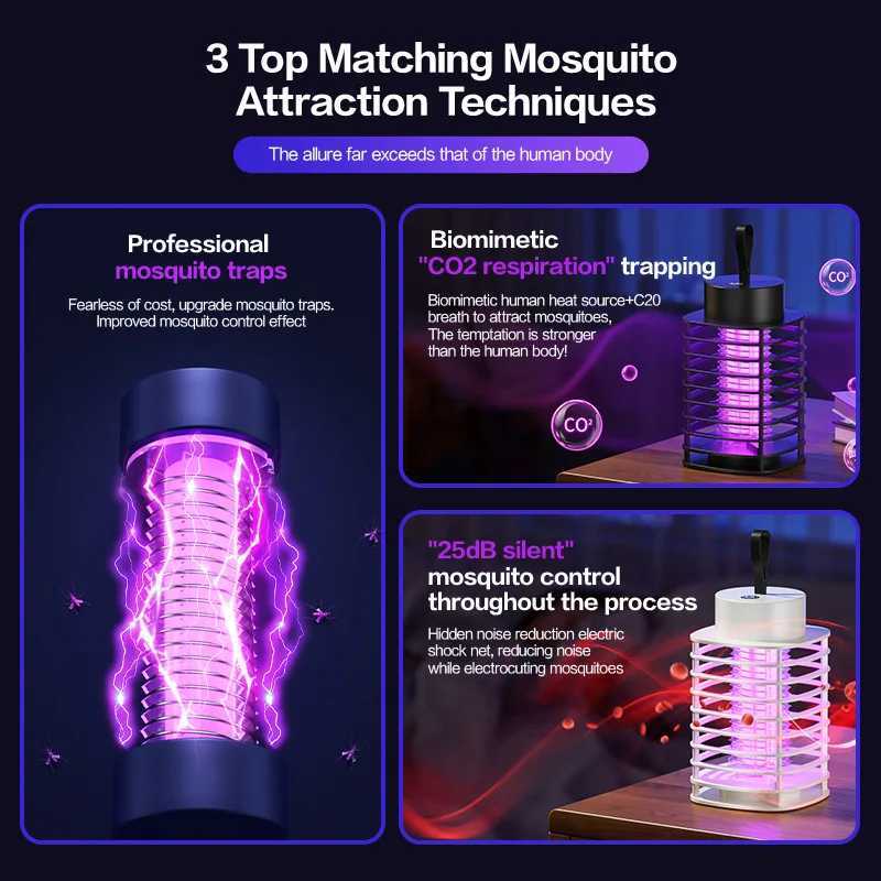 Electric Shock LED Mosquito Killer Lamp Indoor USB Rechargeable Portable Electric Fly Trap Mute Anti Mosquito Lamp H260313