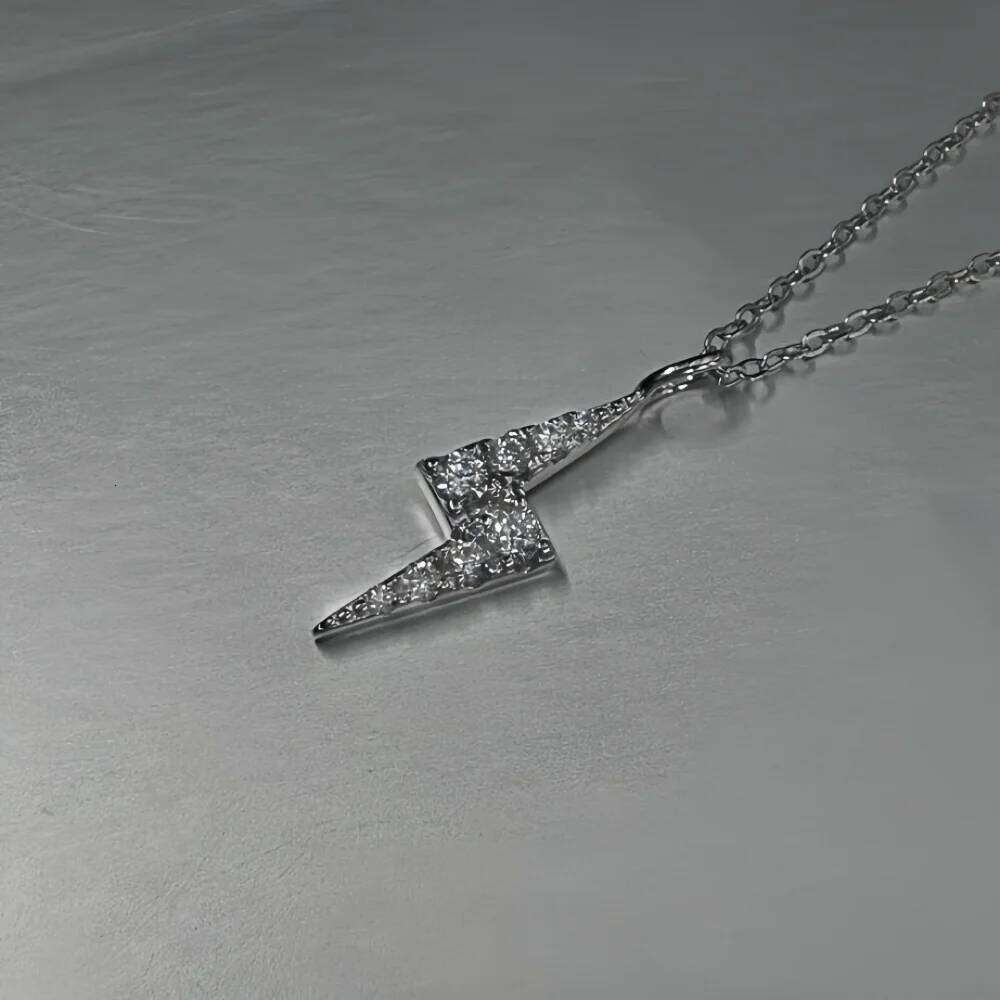 Hip Hop Men Zircon Stainless Steel Lightning Pendant Simple Punk Necklace For Women Retro Party Jewelry H260312