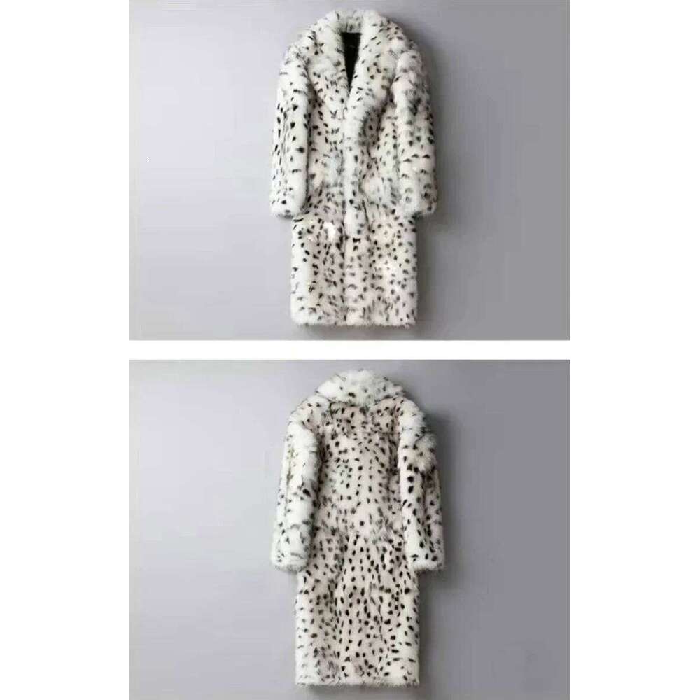 Leopard Men Winter Thick Hooded Faux Fox Coat Jacket Long Sleeve Warm Luxury Fur Black Parkas Bontjas Furry Shaggy Outerwear Z260313