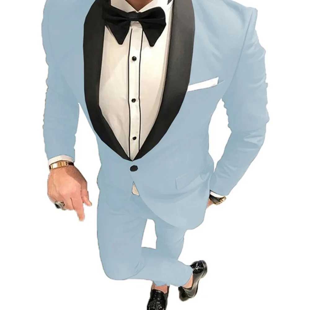 Solid Man Double-breasted 2 Piece Suit with Peak Lapel for Men Wedding Business Casual Graduation Outfit Set a04 M260313