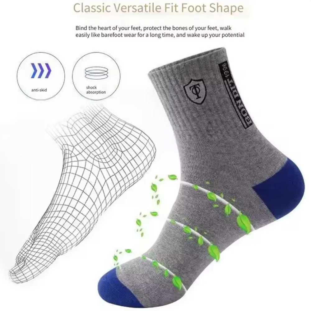 10 Pairs Breathable Cotton Sports Stockings Men Bamboo Fiber Autumn and Winter Men Socks Sweat Absorption Deodorant Business Sox D260313