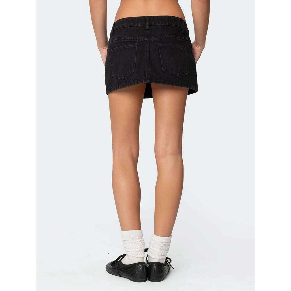 Women's Summer Mini Denim Skirts Low Rise Solid Color Skirt for Daily, Travel, Parties Z260314