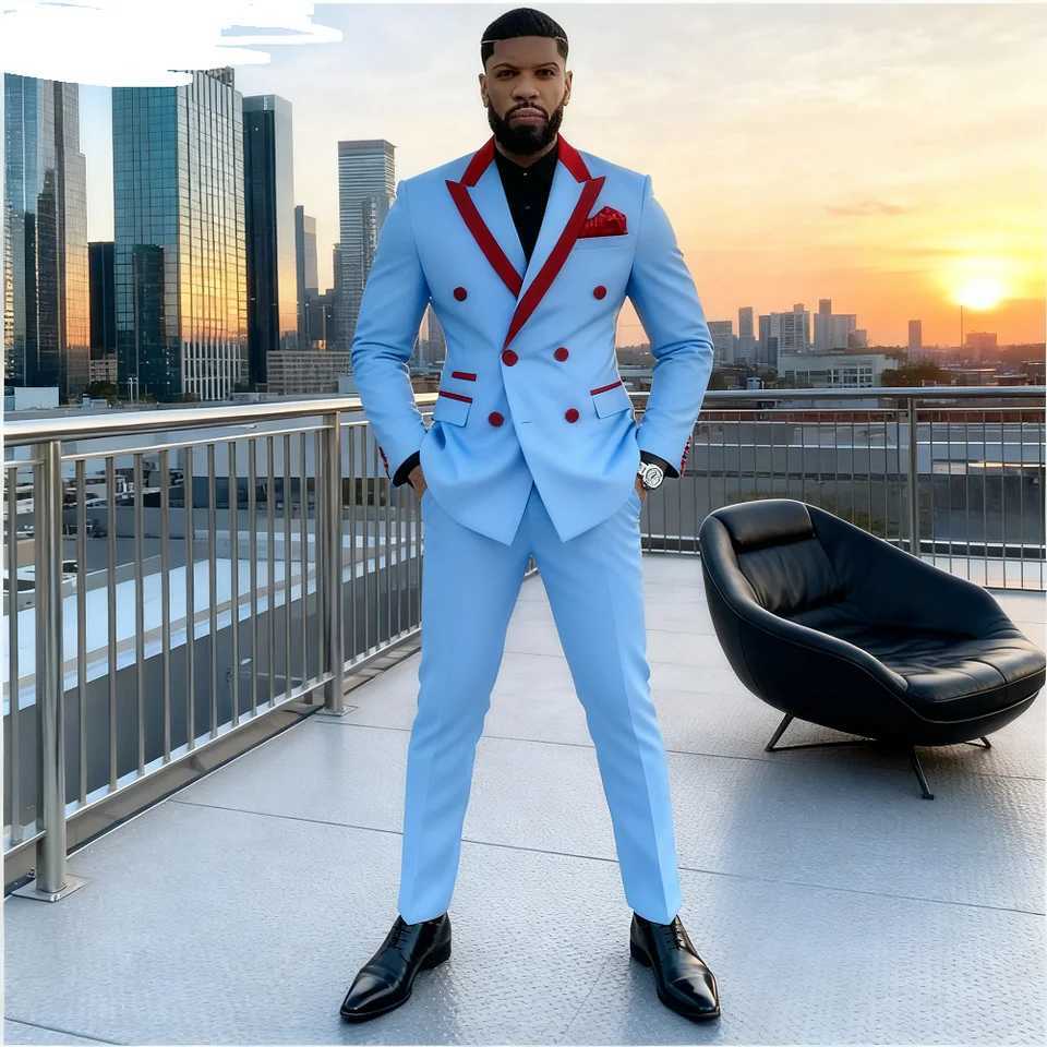 Mens Double-breasted Tailored Tuxedo White Personalized Peak Lapel Slim Fit Groomsmen Smoking Suit Casual Outfit Set M260313