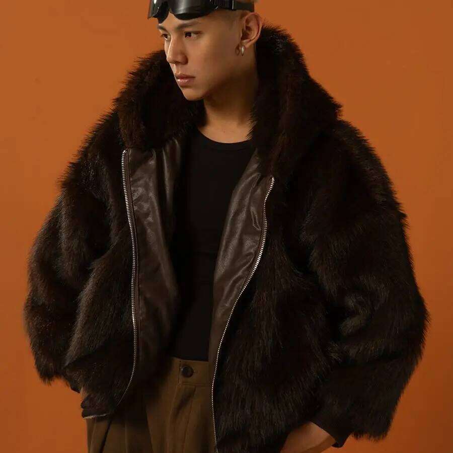 Men's Winter Warm Faux Hooded Windproof Fur Overcoat Thick Thermal Jacket Fashion Luxury Coat Outerwear Z260313