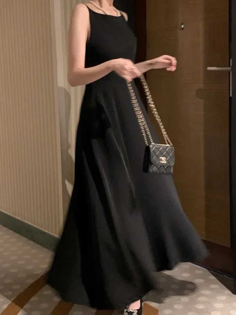 French Style Women Spaghetti Strap Midi Dresses Summer Elegant Party Female Clothes 2025 Y2k Korean Chic Sweet Dress T260316