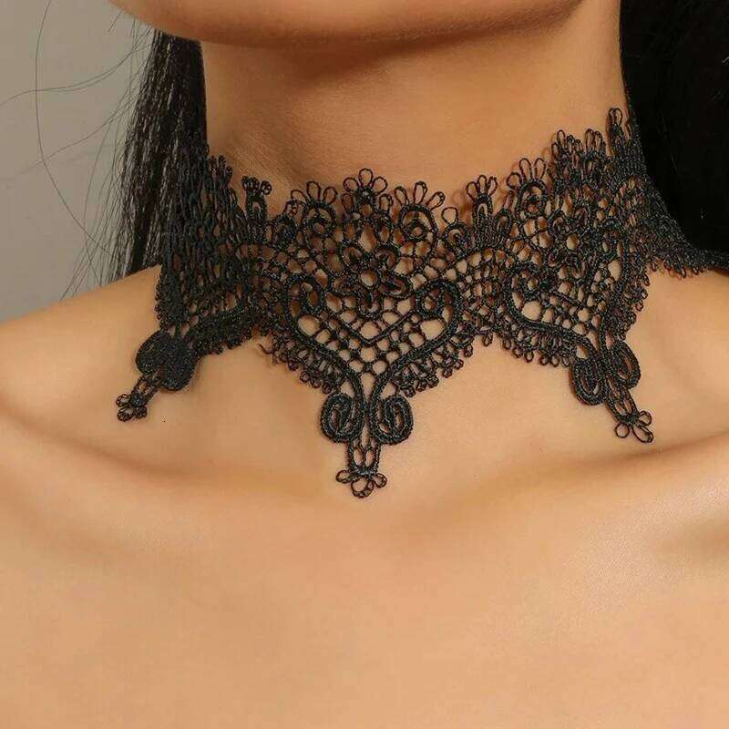 Classic Gothic Tattoo Lace Choker Necklace For Women Big Flower Chain Charm Necklaces Boho Jewelry Christmas Gift X084 H260312