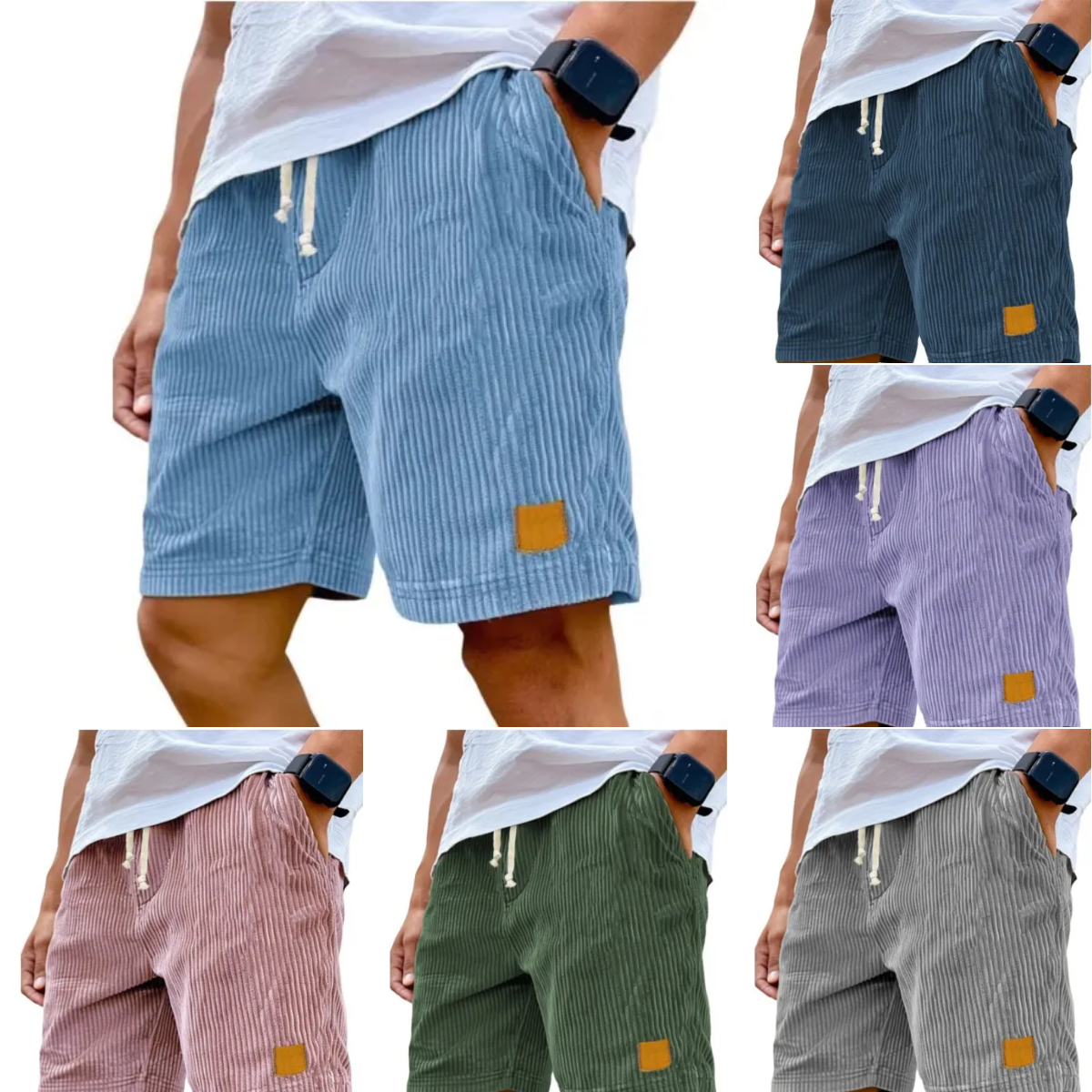 Men's Shorts Retro Corduroy Casual Shorts Men Fashion Solid Sweatpants Harajuku Corduroy Short Pants New Men Clothing Roupas Size S-5XL