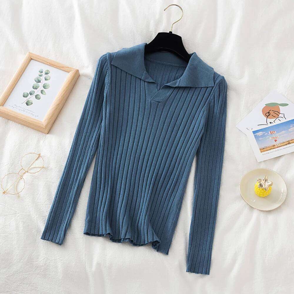 Korean Style Turn-Down Collar Women Sweater Female Long Sleeve Top Casual Pullover Knitted Sweaters Fall Clothes Sueter Feminino Z260313