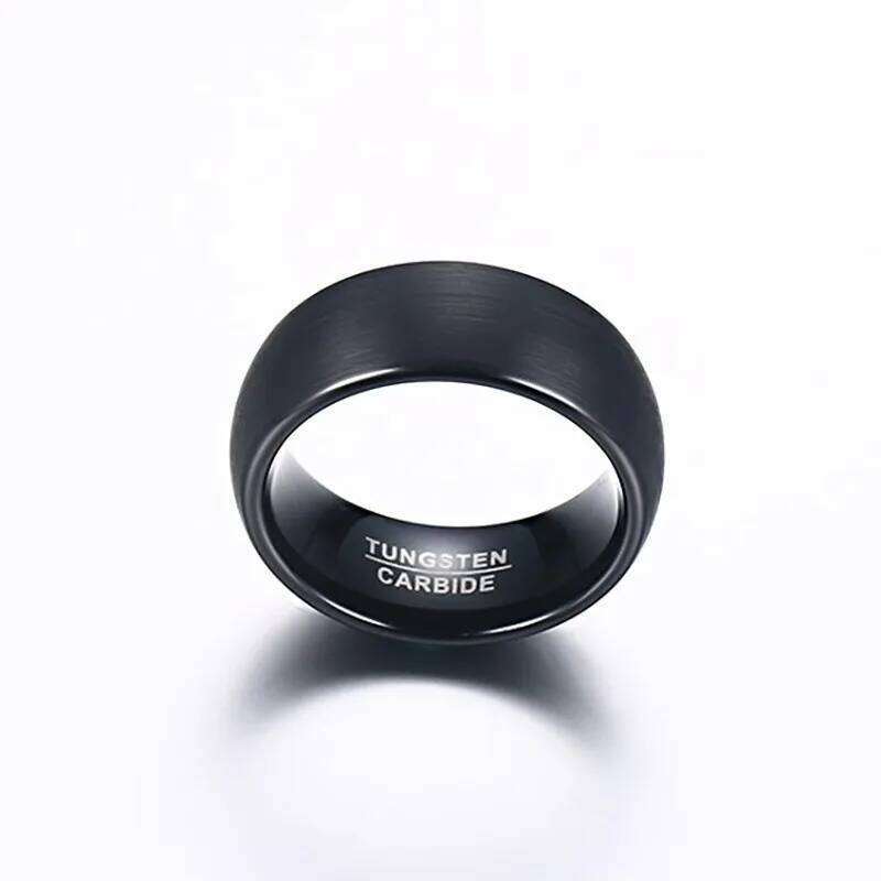 Vnox 8mm Tungsten Carbide Wedding Band Ring for Men Black Color Not Ccratch H260312