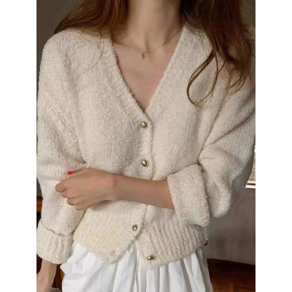 AOSSVIAO New Fashion Womens V-neck Cardigan Cashmere Sweater 2025 Autumn Winter Female Clothing Grace Knitwear Korean Tops Z260314