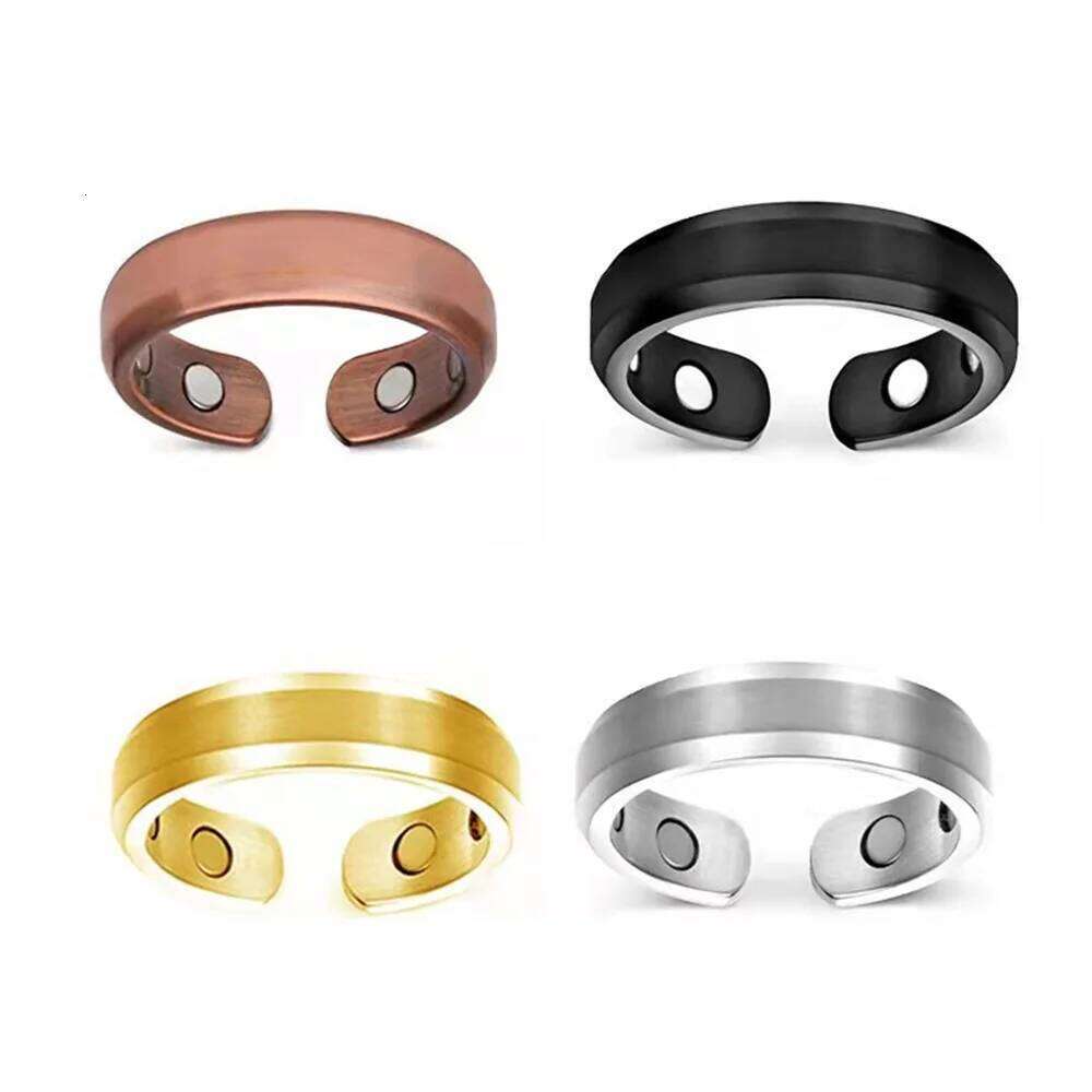Trendy Magnetic Therapy Ring Women Men's Slimming Lymphatic Detox Magnet Open Finger Rings Anti Snore Health Care Gift Jewelry H260312
