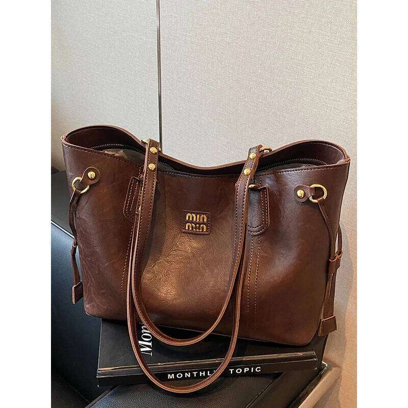 High Quality Light Luxury Simple Designer Retro Large Capacity Underarm Tote Bag Fashion Trend One Shoulder High Value Handbag XIU LAI SI