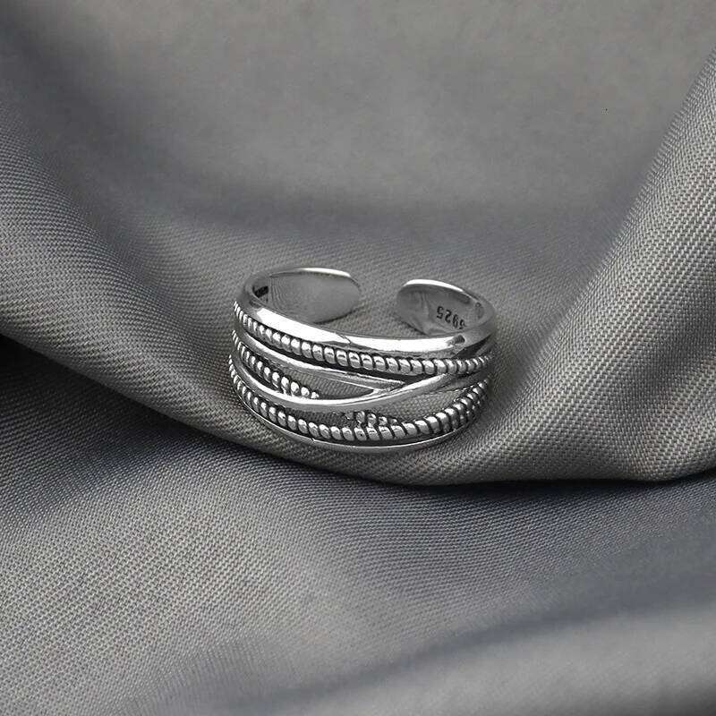 925 Sterling Silver for Women Vintage Wedding Trendy Jewelry Large Adjustable Antique Rings Anillos H260312